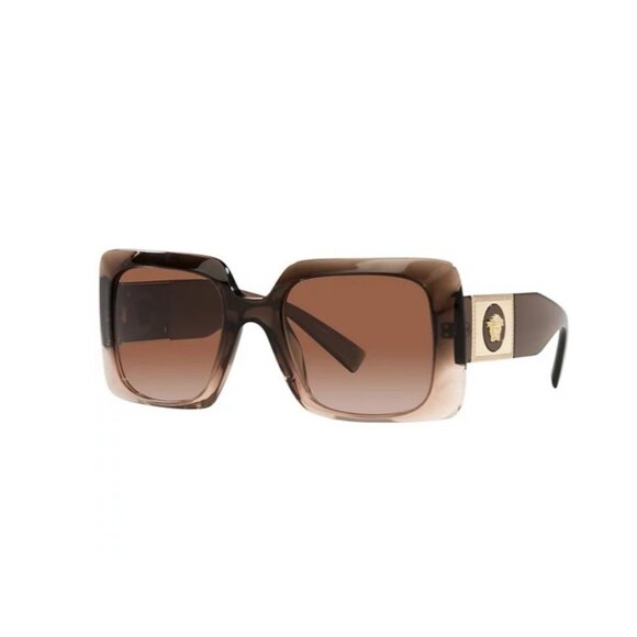 VERSACE rectangular women's large sunglasses + case  Brown 54mm VE4405 - Picture 1 of 14